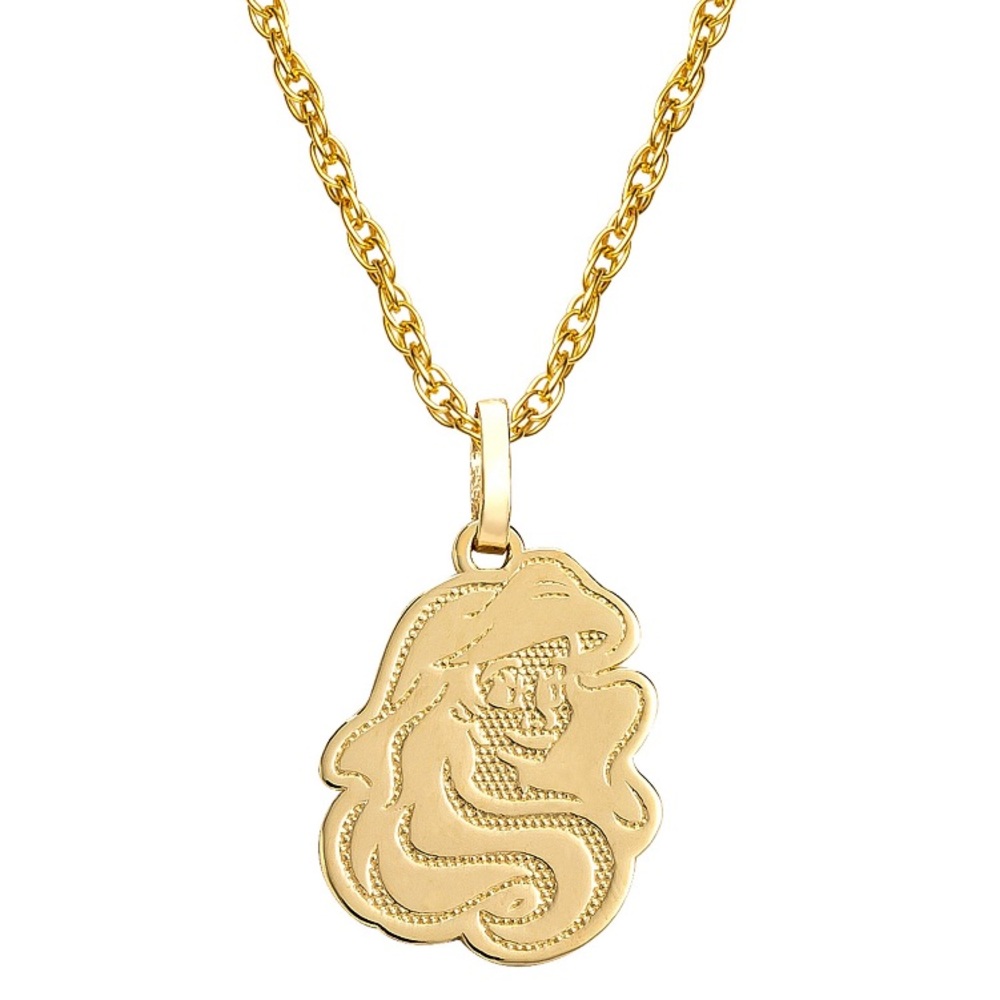 Disney The Little Mermaid Female 10K Gold Textured Ariel Pendant Necklace